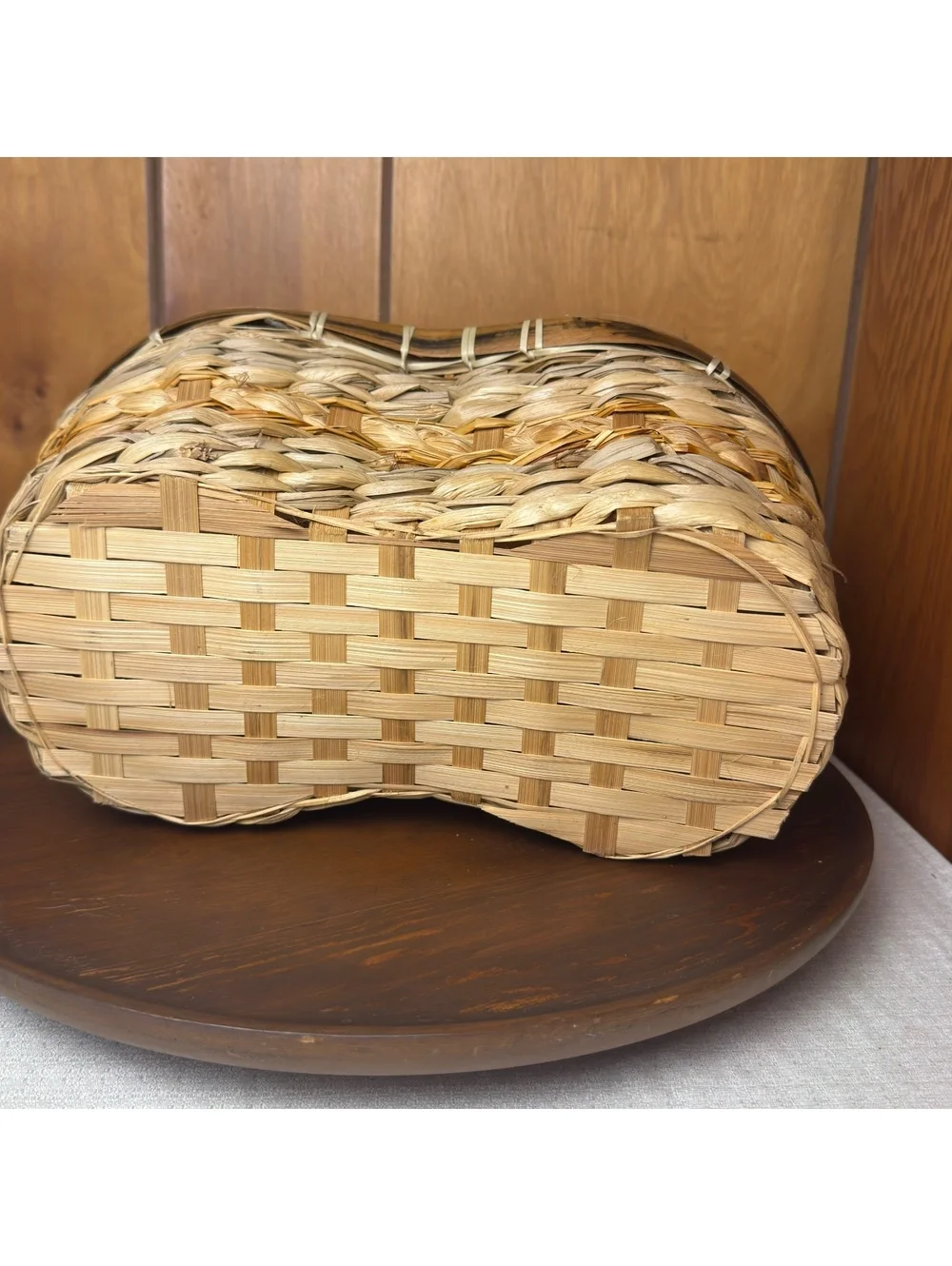 Vintage Woven Natural Fiber Basket Oval Rustic Farmhouse Storage Decor 14x7x6